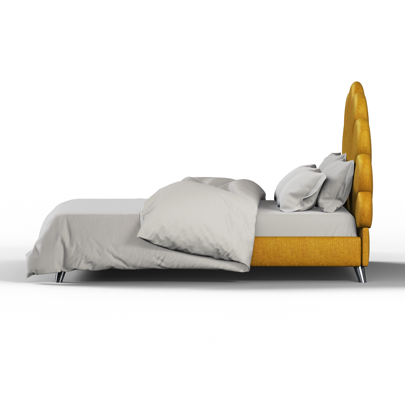 Evelina Curved Headboard Bed in Soft Upholstery