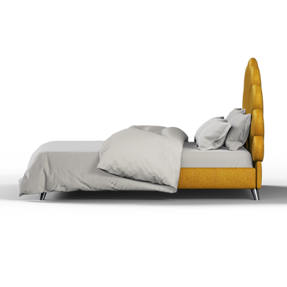 Evelina Curved Headboard Bed in Soft Upholstery