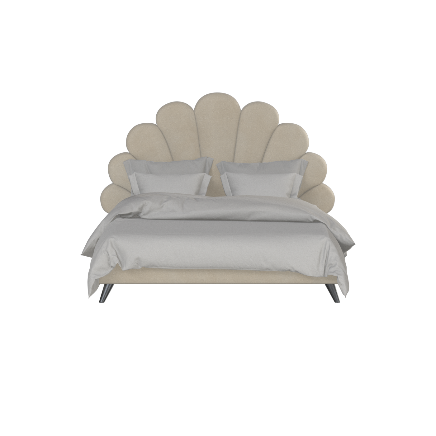 Evelina Curved Headboard Bed in Soft Upholstery