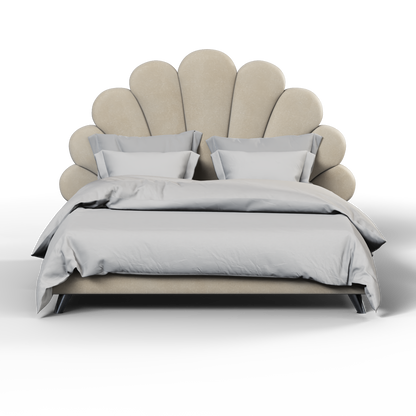 Evelina Curved Headboard Bed in Soft Upholstery