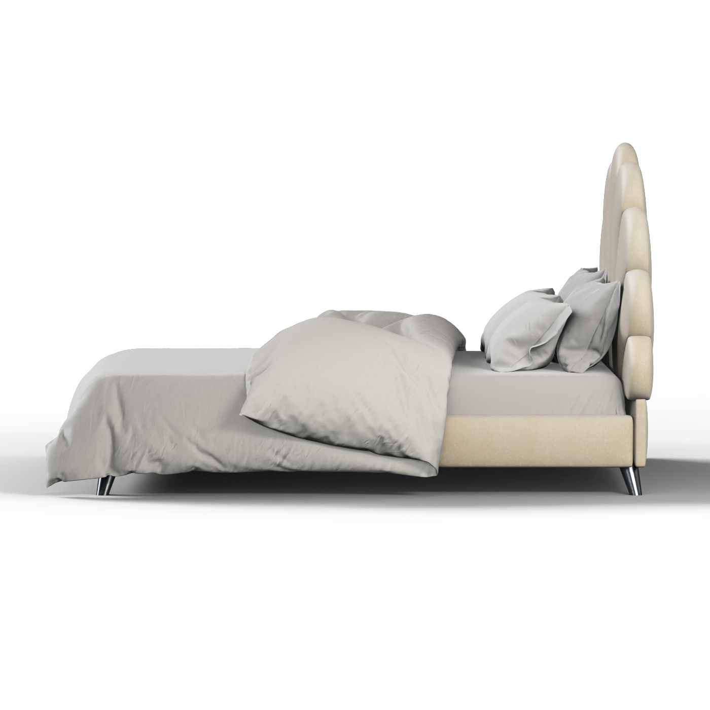 Evelina Curved Headboard Bed in Soft Upholstery