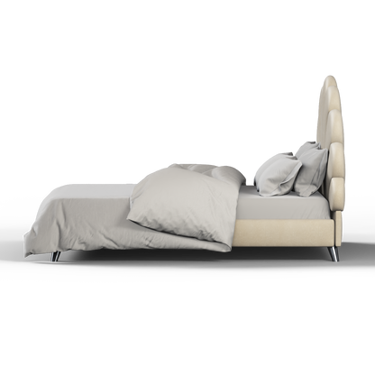 Evelina Curved Headboard Bed in Soft Upholstery