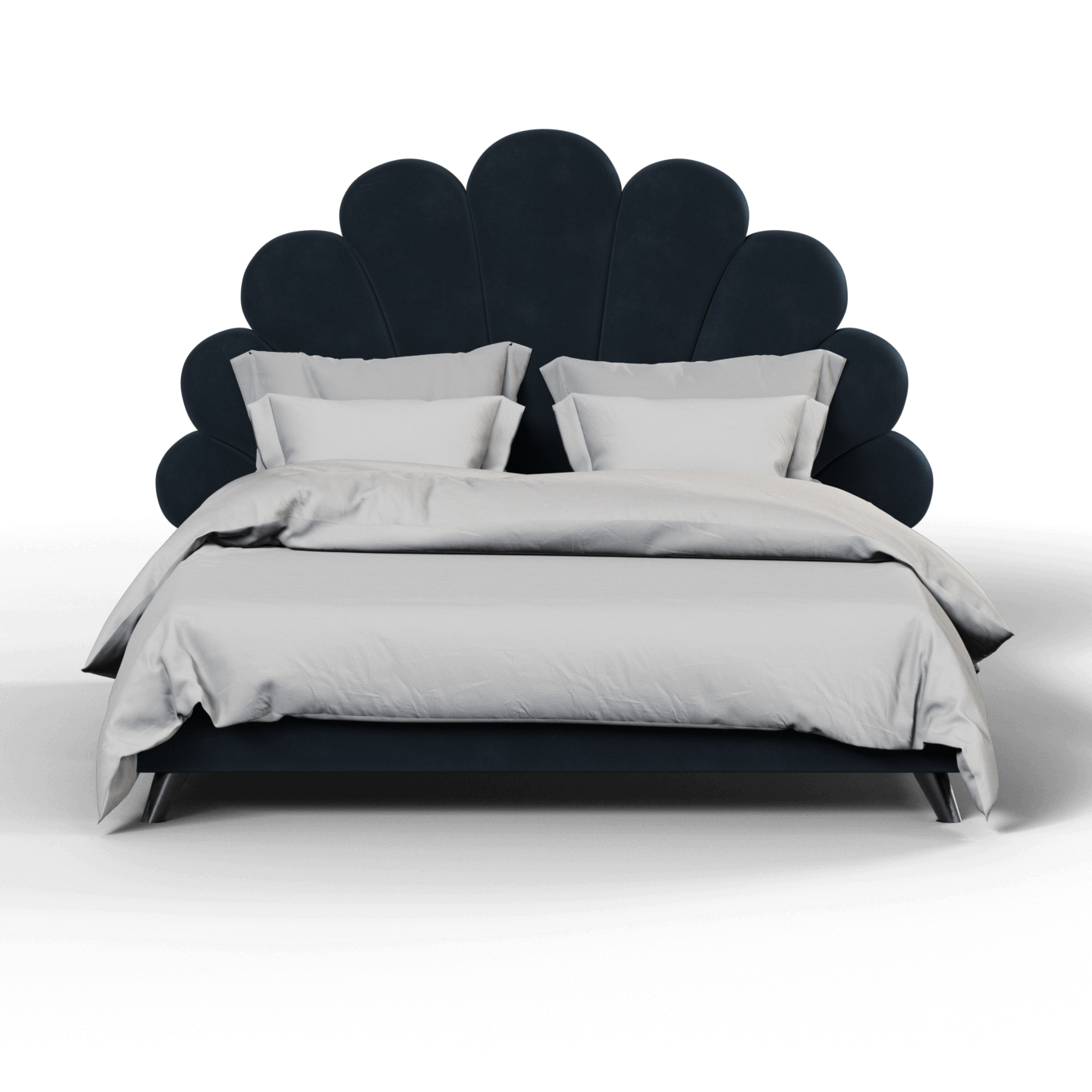Evelina Curved Headboard Bed in Soft Upholstery