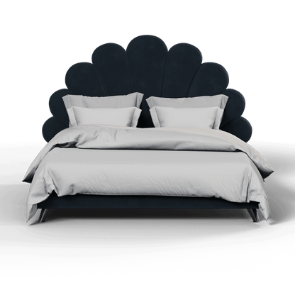Evelina Curved Headboard Bed in Soft Upholstery