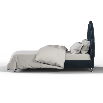 Evelina Curved Headboard Bed in Soft Upholstery