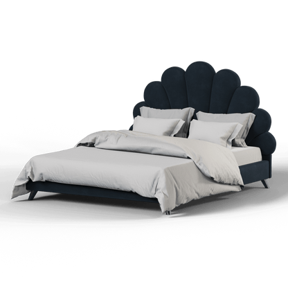 Evelina Curved Headboard Bed in Soft Upholstery