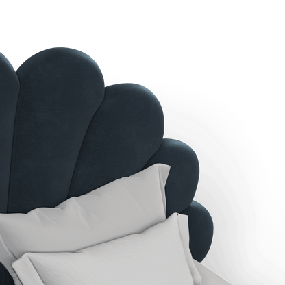 Evelina Curved Headboard Bed in Soft Upholstery