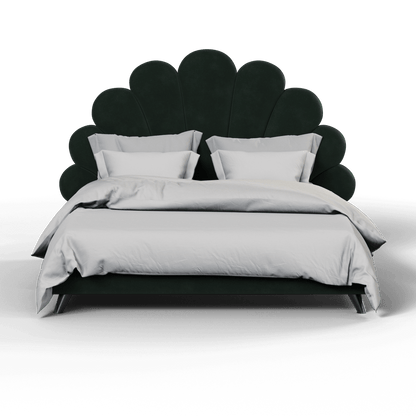 Evelina Curved Headboard Bed in Soft Upholstery