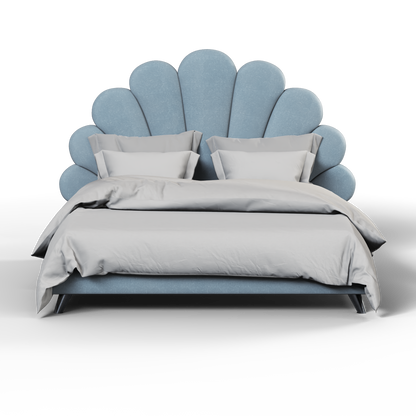 Evelina Curved Headboard Bed in Soft Upholstery