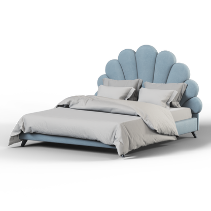 Evelina Curved Headboard Bed in Soft Upholstery
