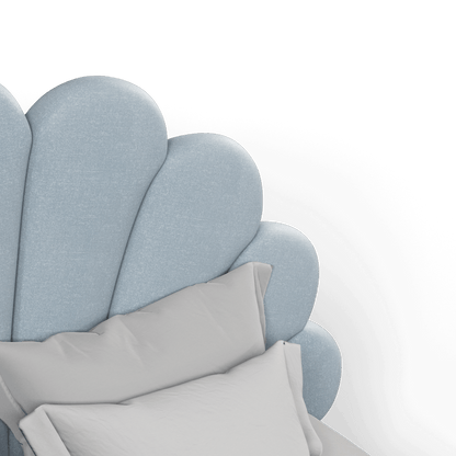 Evelina Curved Headboard Bed in Soft Upholstery