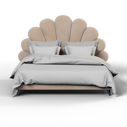 Evelina Curved Headboard Bed in Soft Upholstery