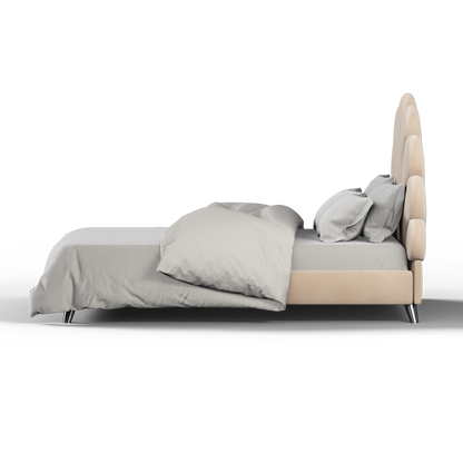 Evelina Curved Headboard Bed in Soft Upholstery