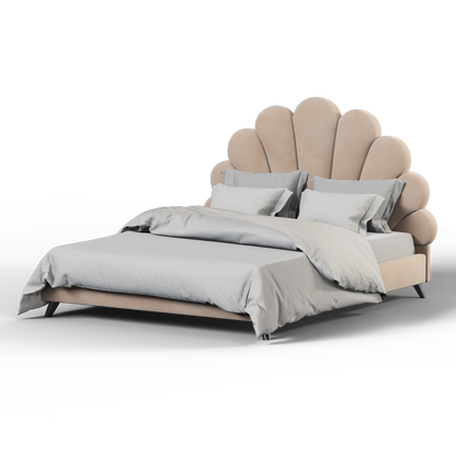 Evelina Curved Headboard Bed in Soft Upholstery