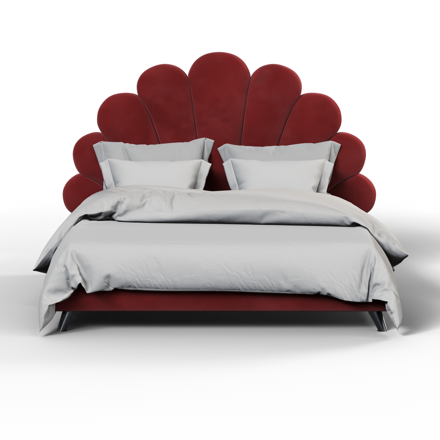 Evelina Curved Headboard Bed in Soft Upholstery
