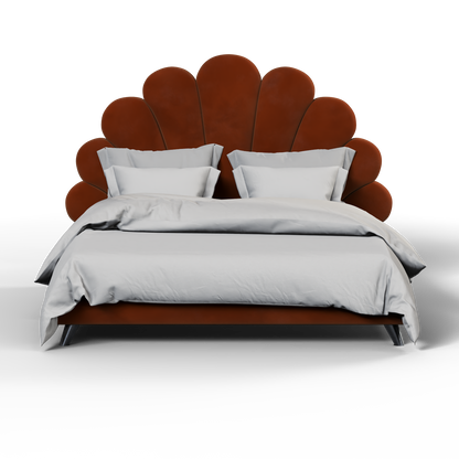 Evelina Curved Headboard Bed in Soft Upholstery