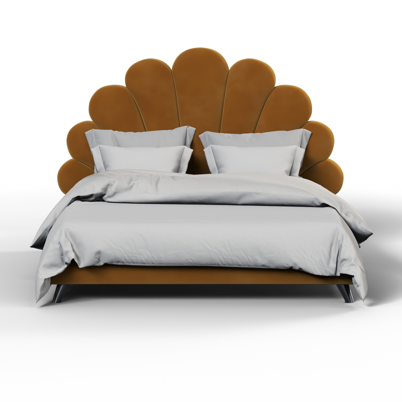 Evelina Curved Headboard Bed in Soft Upholstery