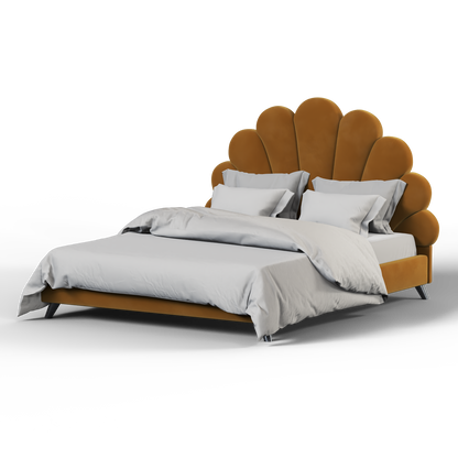 Evelina Curved Headboard Bed in Soft Upholstery