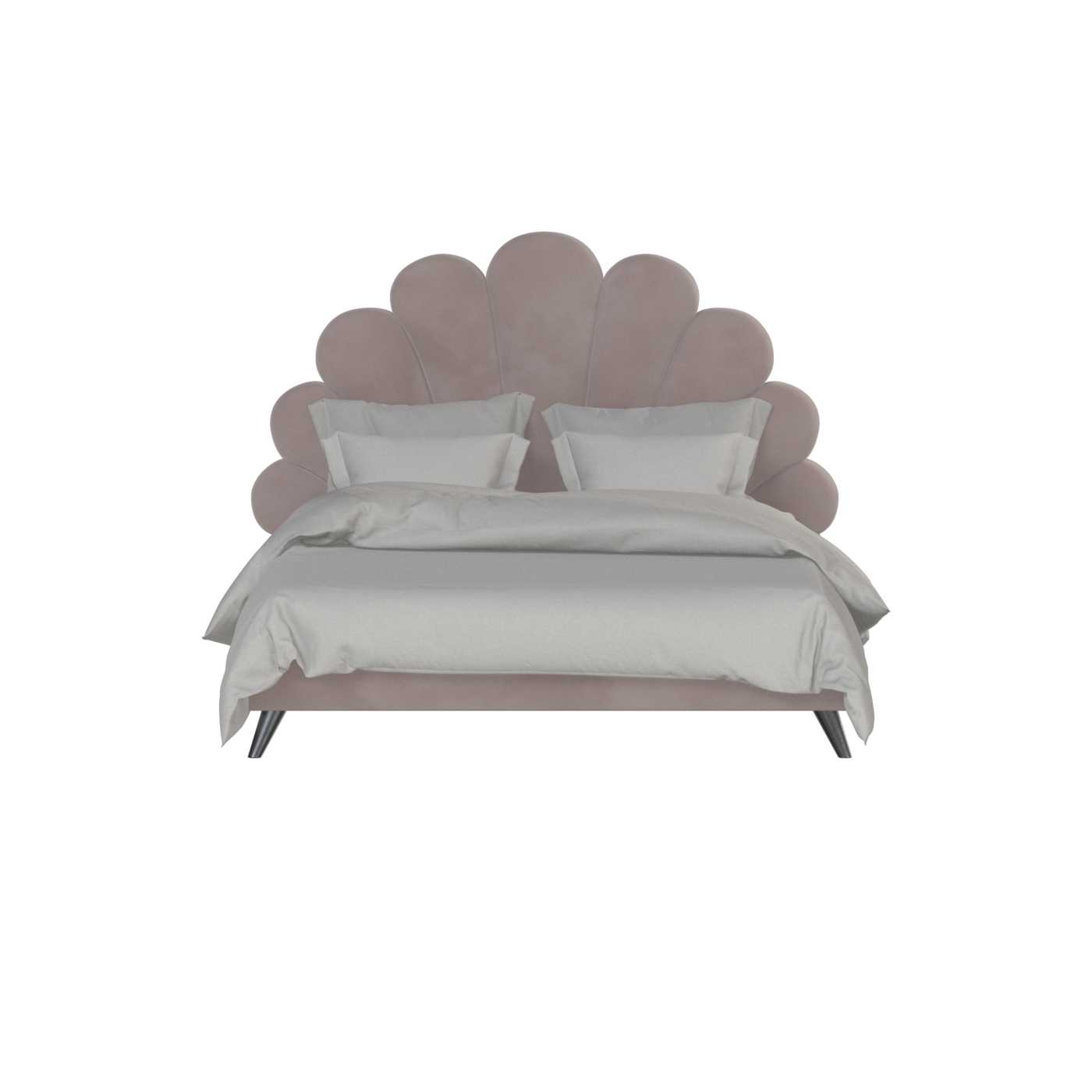 Evelina Curved Headboard Bed in Soft Upholstery