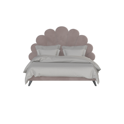 Evelina Curved Headboard Bed in Soft Upholstery