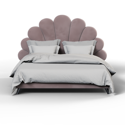 Evelina Curved Headboard Bed in Soft Upholstery