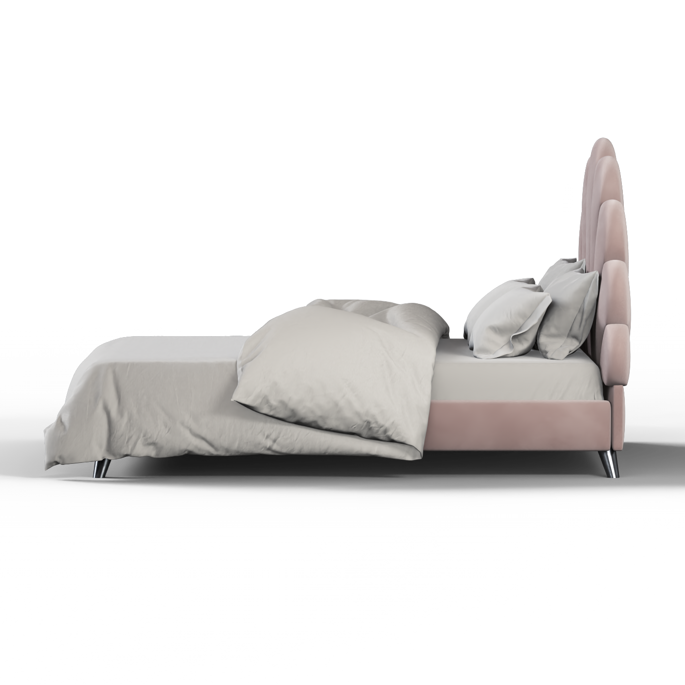Evelina Curved Headboard Bed in Soft Upholstery