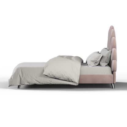 Evelina Curved Headboard Bed in Soft Upholstery