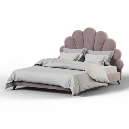 Evelina Curved Headboard Bed in Soft Upholstery