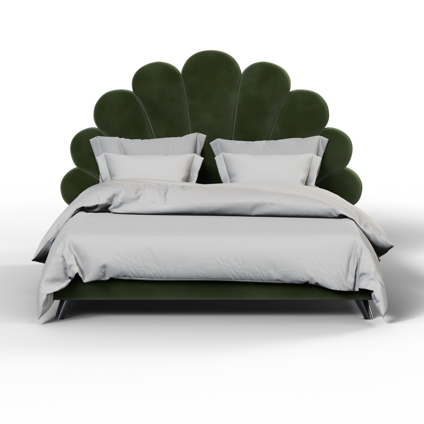 Evelina Curved Headboard Bed in Soft Upholstery