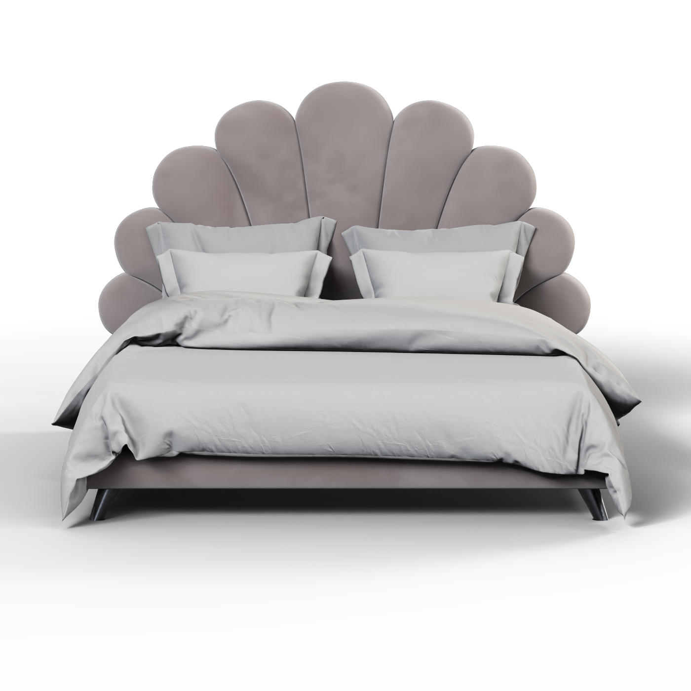 Evelina Curved Headboard Bed in Soft Upholstery