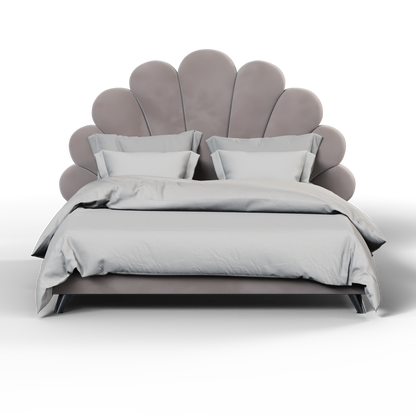 Evelina Curved Headboard Bed in Soft Upholstery