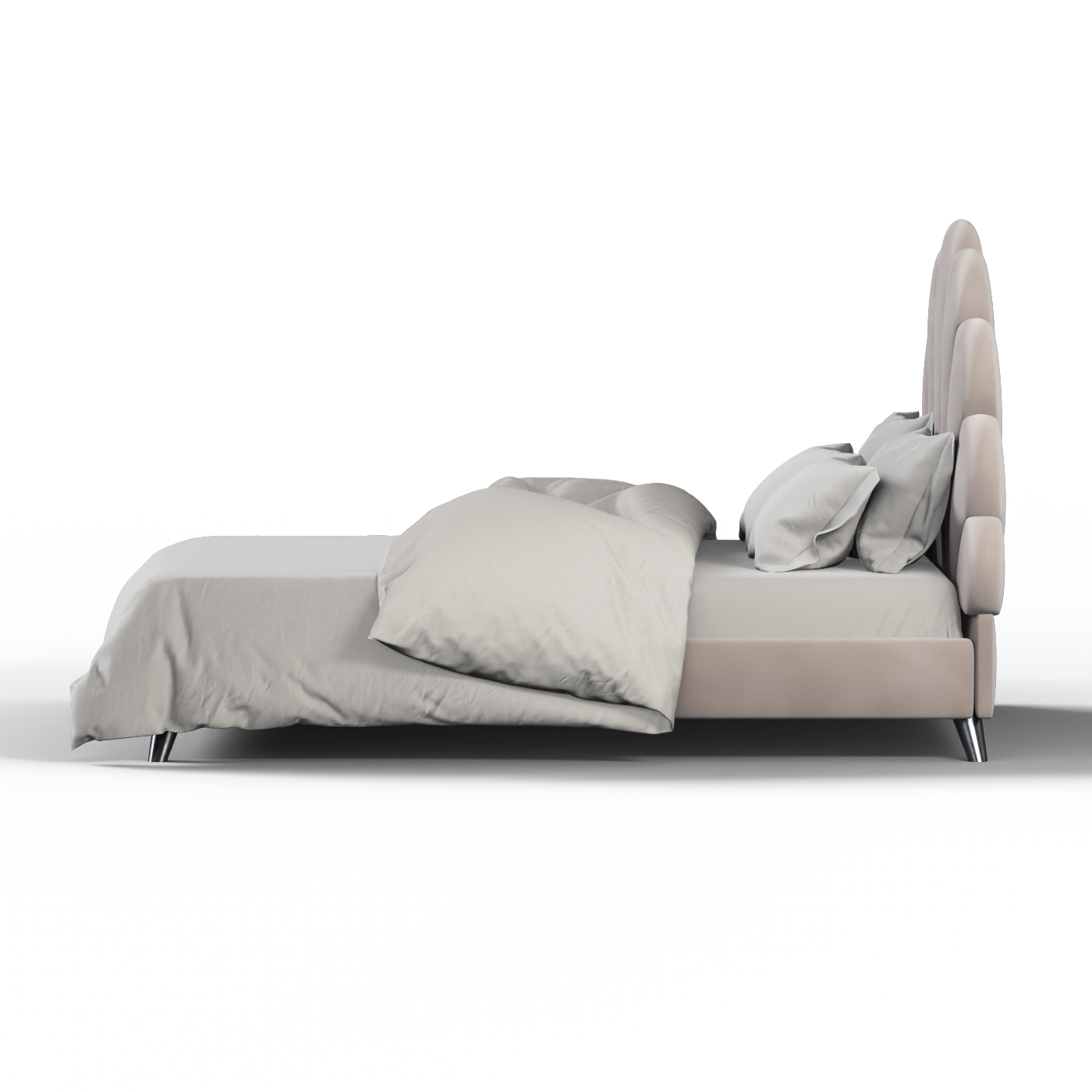 Evelina Curved Headboard Bed in Soft Upholstery