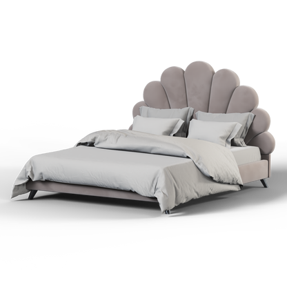Evelina Curved Headboard Bed in Soft Upholstery