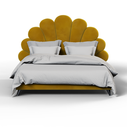Evelina Curved Headboard Bed in Soft Upholstery