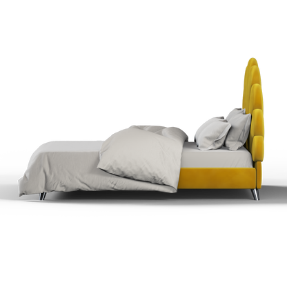 Evelina Curved Headboard Bed in Soft Upholstery