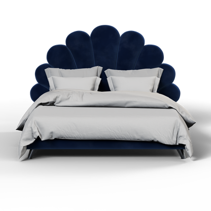Evelina Curved Headboard Bed in Soft Upholstery