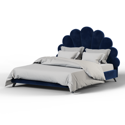 Evelina Curved Headboard Bed in Soft Upholstery