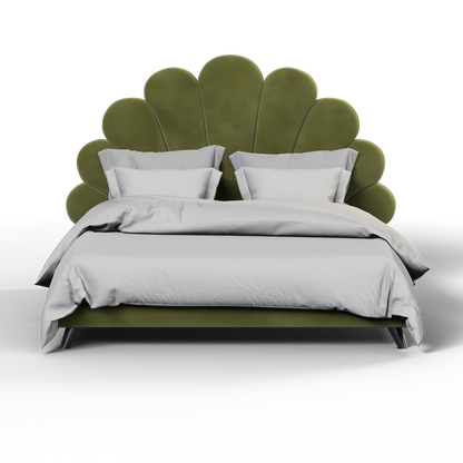 Evelina Curved Headboard Bed in Soft Upholstery