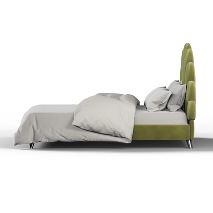Evelina Curved Headboard Bed in Soft Upholstery