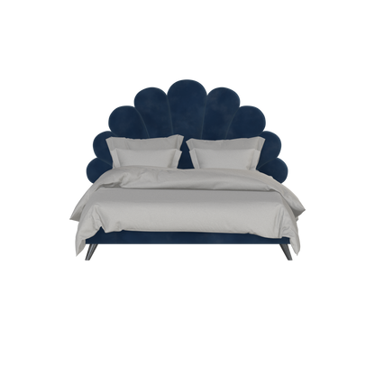 Evelina Curved Headboard Bed in Soft Upholstery