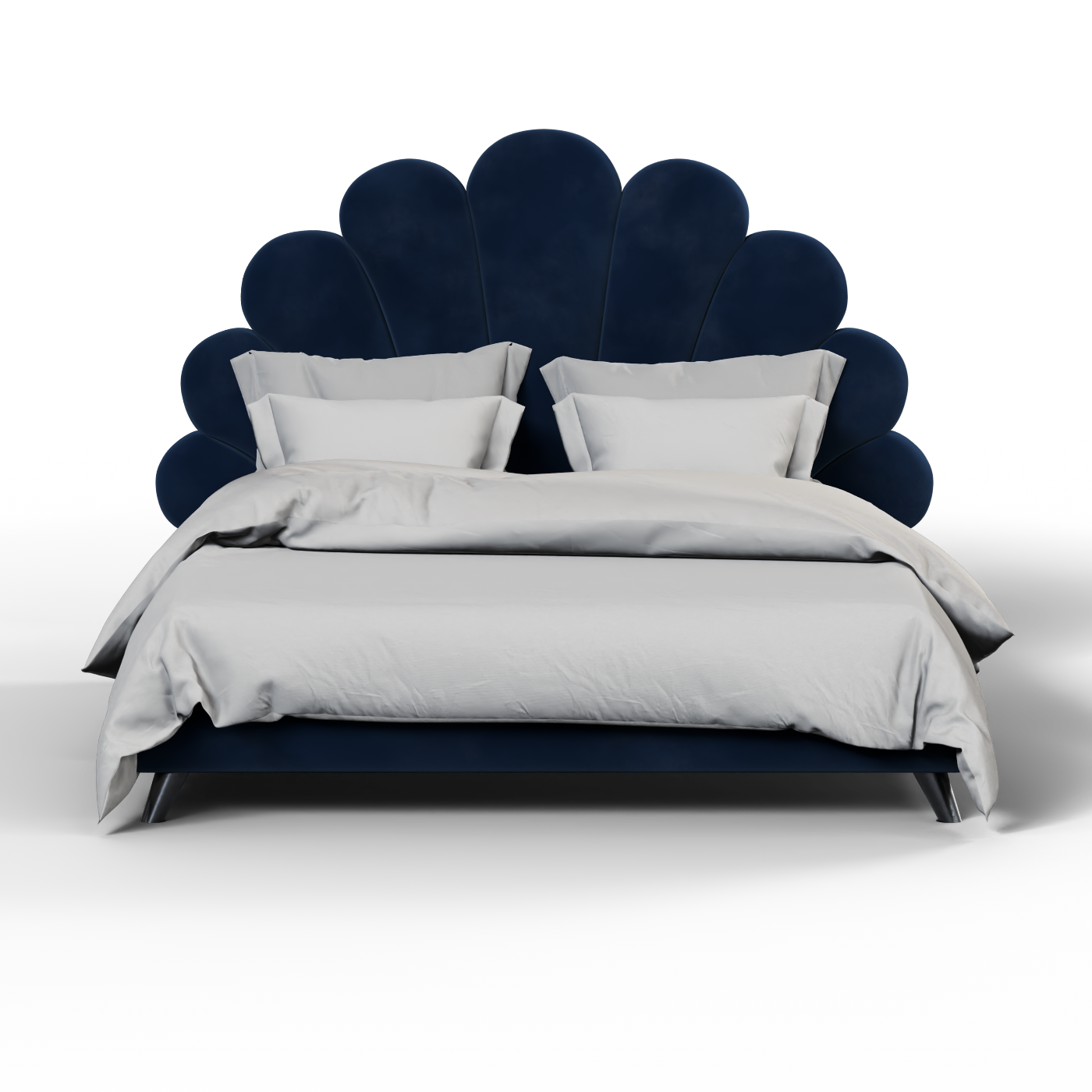 Evelina Curved Headboard Bed in Soft Upholstery