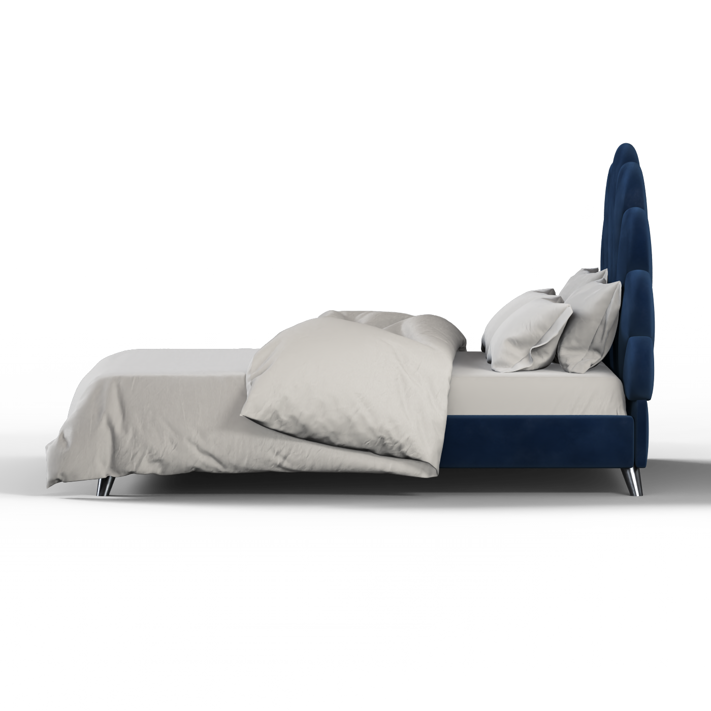 Evelina Curved Headboard Bed in Soft Upholstery