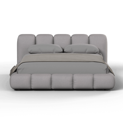 Fluffy Upholstered Bed Frame in Textured Bouclé