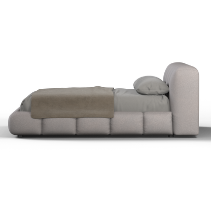 Fluffy Upholstered Bed Frame in Textured Bouclé