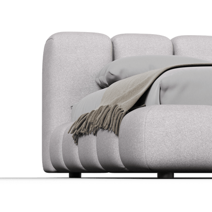 Fluffy Upholstered Bed Frame in Textured Bouclé