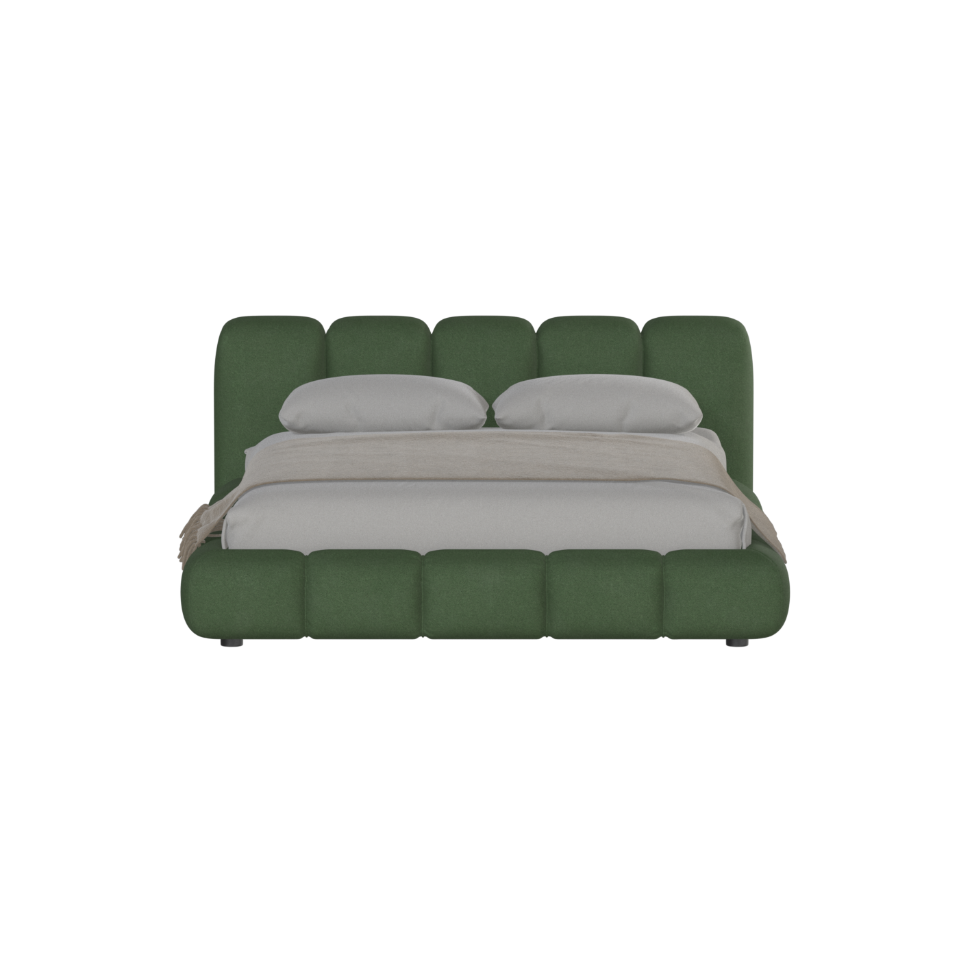 Fluffy Upholstered Bed Frame in Textured Bouclé