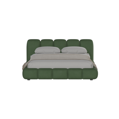 Fluffy Upholstered Bed Frame in Textured Bouclé