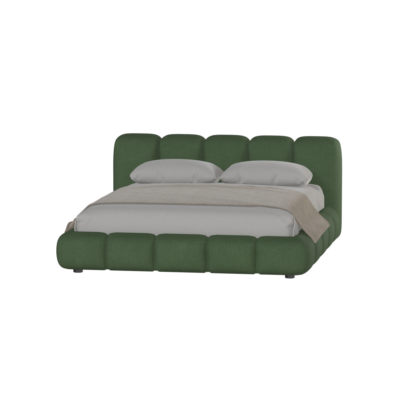 Fluffy Upholstered Bed Frame in Textured Bouclé