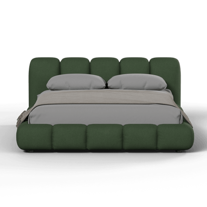 Fluffy Upholstered Bed Frame in Textured Bouclé
