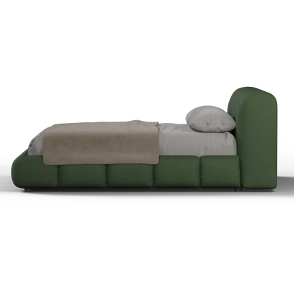 Fluffy Upholstered Bed Frame in Textured Bouclé